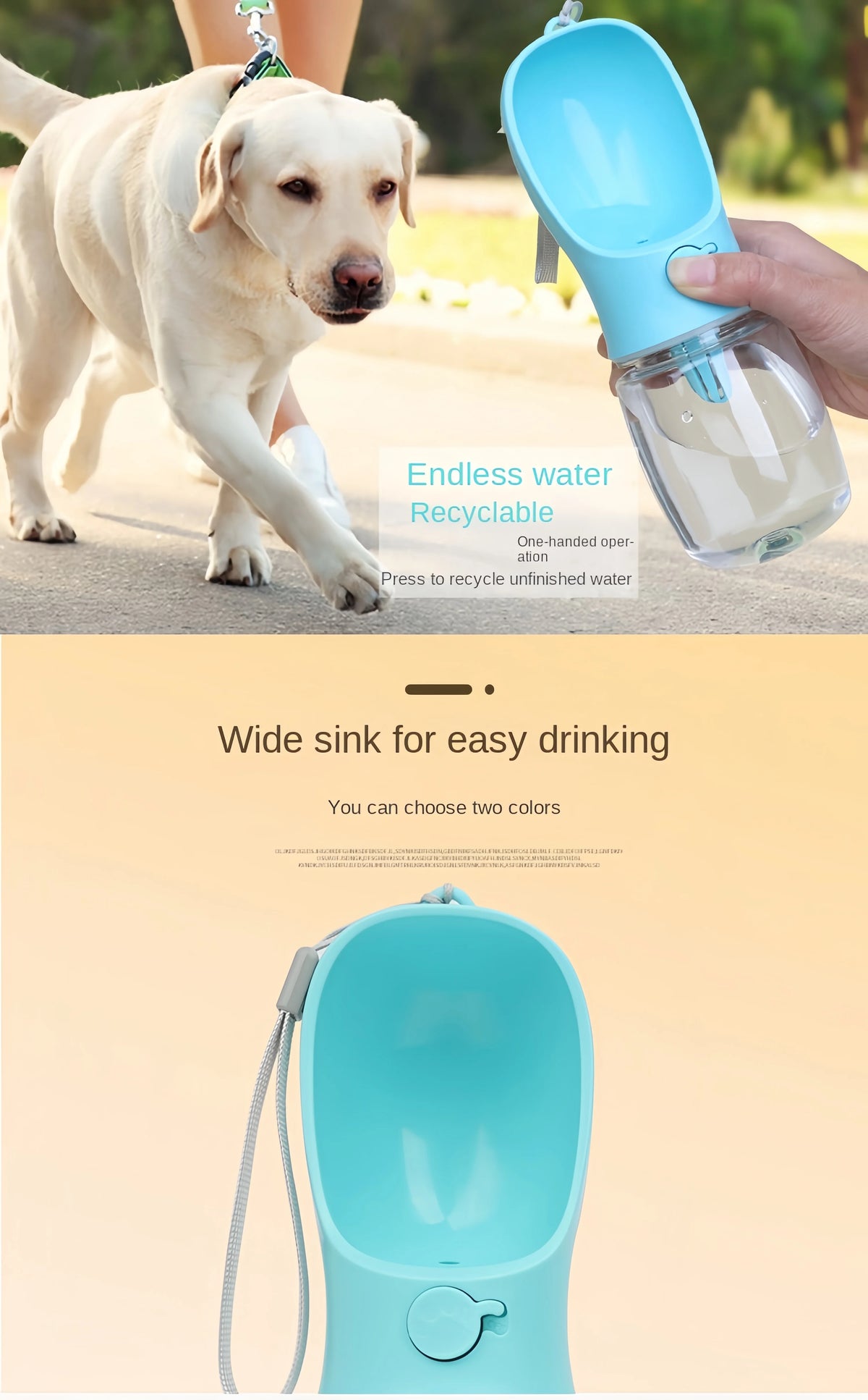 Portable Dog Water Bottle with Food & Water Storage – Travel Feeder Bowl for Pets