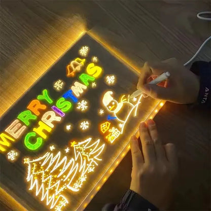 LED Drawing Board Acrylic Message Board Erasable USB Drawing Board Birthday Gift Advertising for Creative Activities with Stand