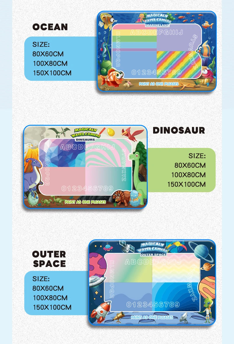 Water Doodle Mat Kids Painting Writing Color Doodle Drawing Mat Toy Bring Magic Pens Educational Toys for Girl Boy Toddler Gift