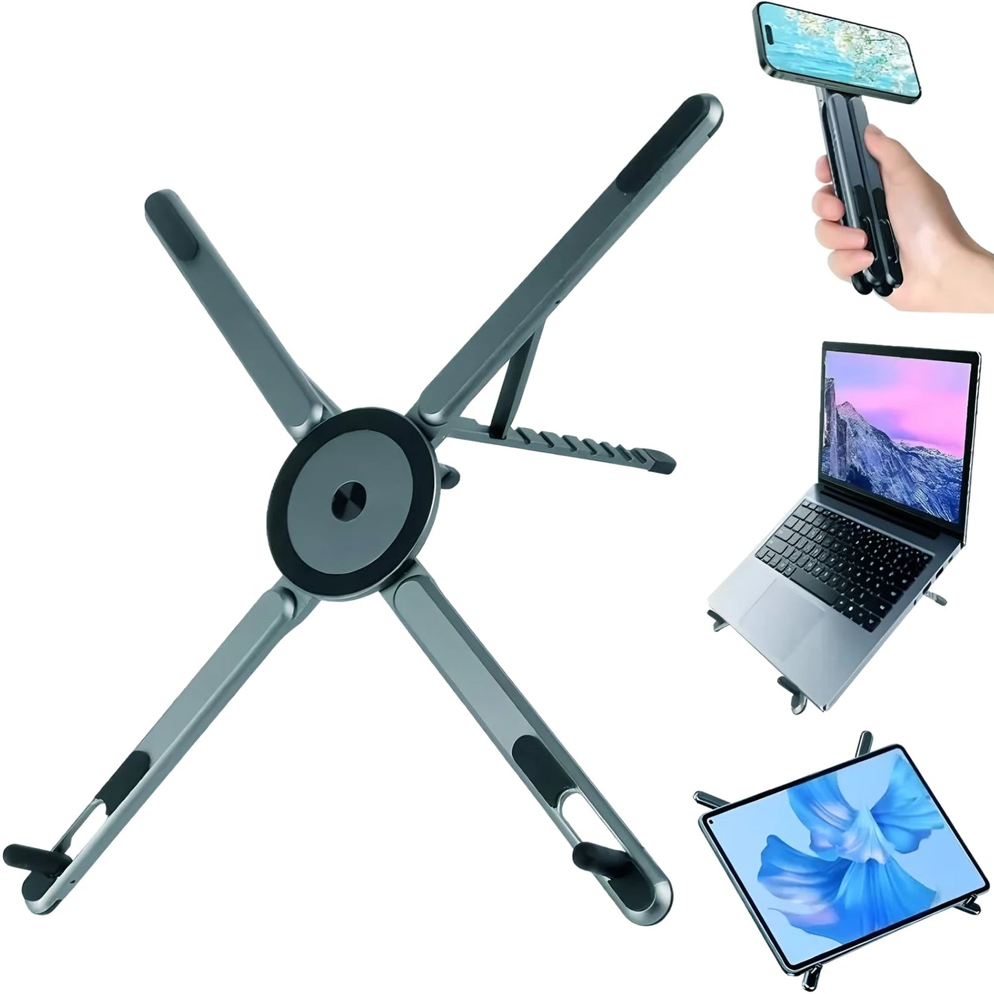 ABS 3 in 1 Portable Magnetic Phone Holder Selfie Multi-functional Stick Foldable Tripod Stand for iPhone iPad Tablet Laptop Desk