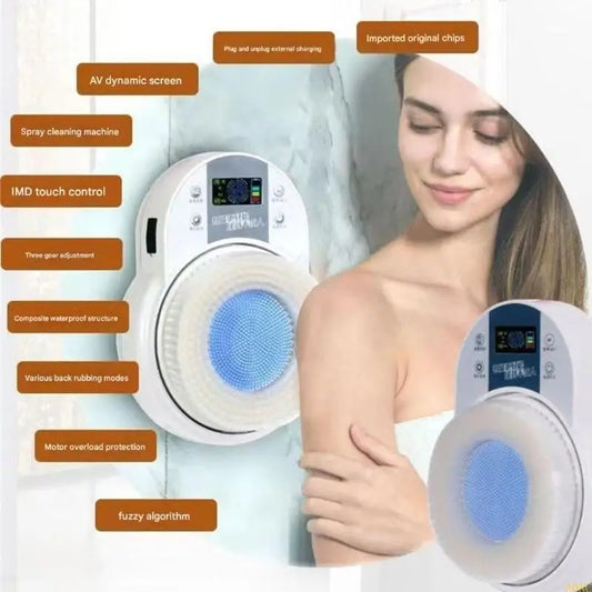 Electric Bath Brush with Adhesive Wall Mount – 130mm Head for Sensitive Skin