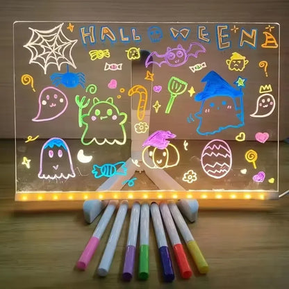 LED Drawing Board Acrylic Message Board Erasable USB Drawing Board Birthday Gift Advertising for Creative Activities with Stand