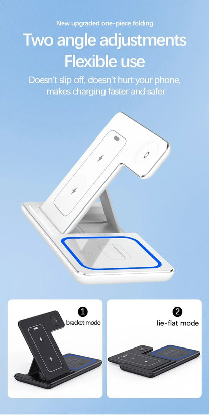 3-in-1 Wireless Charger Stand – 30W Fast Charging for iPhone, Apple Watch & AirPods