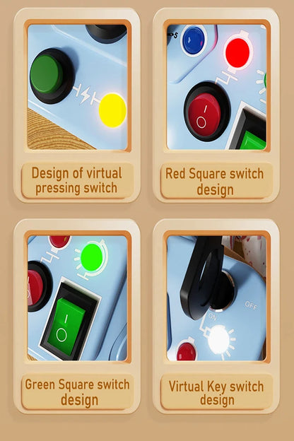 Montessori Busy Board Toy with Light Switch Control, Fine Motor Skill Educational STEM Game, Perfect Travel & Gift for Toddlers