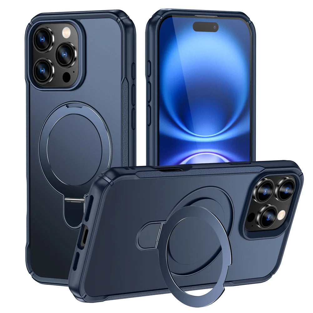 MagSafe Magnetic Fold Stand Phone Case – Shockproof Bumper Cover | iPhone 11 to 17 Pro Max
