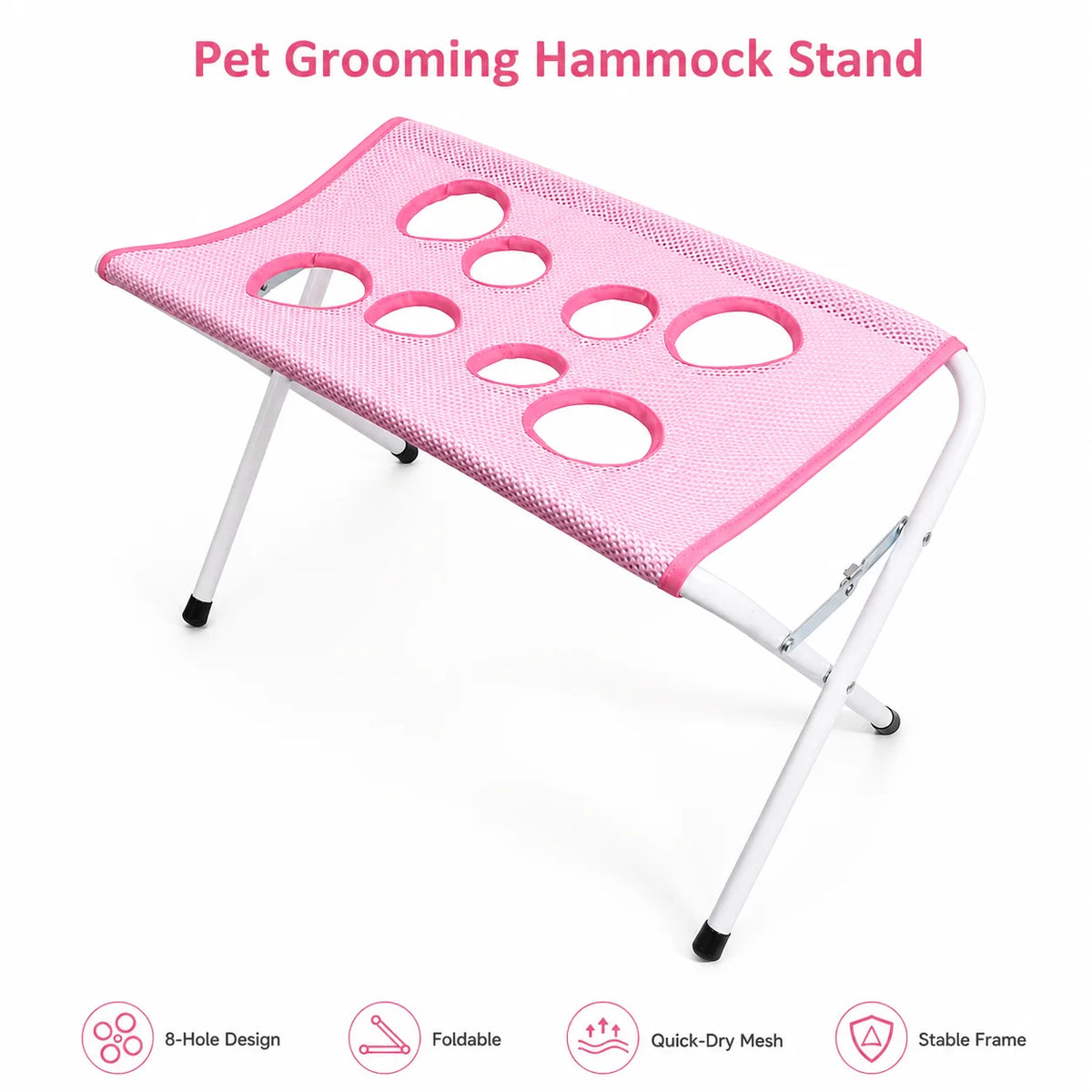 Foldable Pet Grooming Hammock Stand | Cat & Dog Bathing Rack with Quick-Dry Mesh