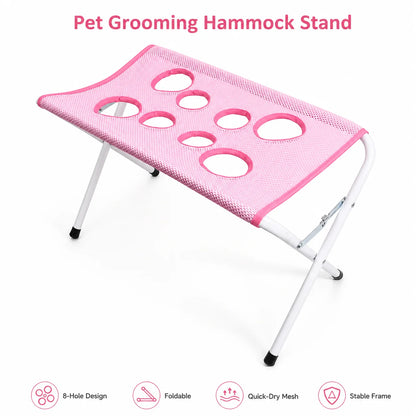 Foldable Pet Grooming Hammock Stand | Cat & Dog Bathing Rack with Quick-Dry Mesh