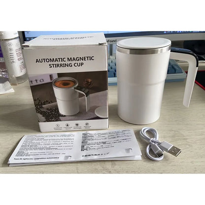 380ML Electric Self Stirring Mug Rechargeable Stainless Steel Automatic Mixing Cup with Magnetic Spinner for Coffee Milk Tea