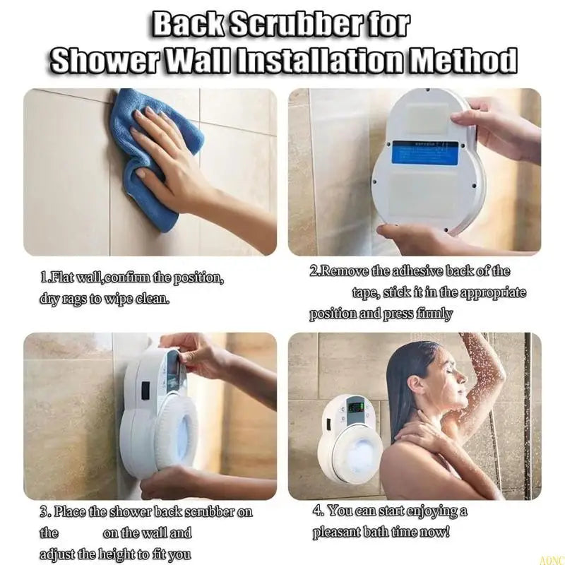 Electric Bath Brush with Adhesive Wall Mount – 130mm Head for Sensitive Skin