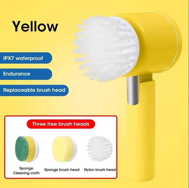 5-in-1 Electric Spin Scrubber with 5 Replaceable Brush Heads
