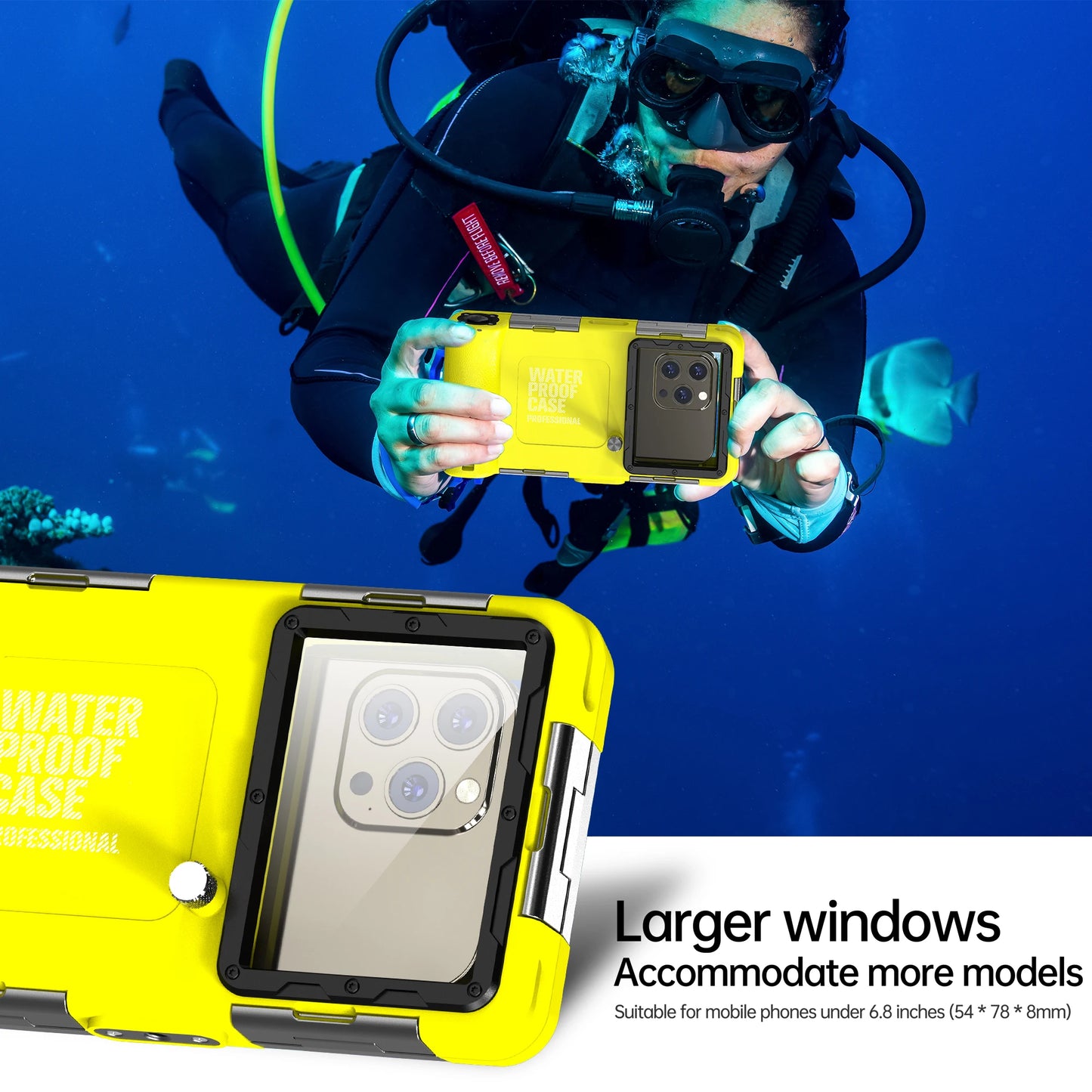 IP68 Waterproof Phone Case 15m/50ft – Universal 6.9" | Diving & Underwater Photography