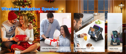 5-in-1 Wireless Induction Speaker & Phone Holder – RGB Lights & HIFI Surround Sound