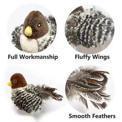 Interactive Cat Toys Flying Bird Cat Toy Flapping Wings Sparrow Catnip Toys Simulated Chirping Bird Plush Toy Pet Cat Toy