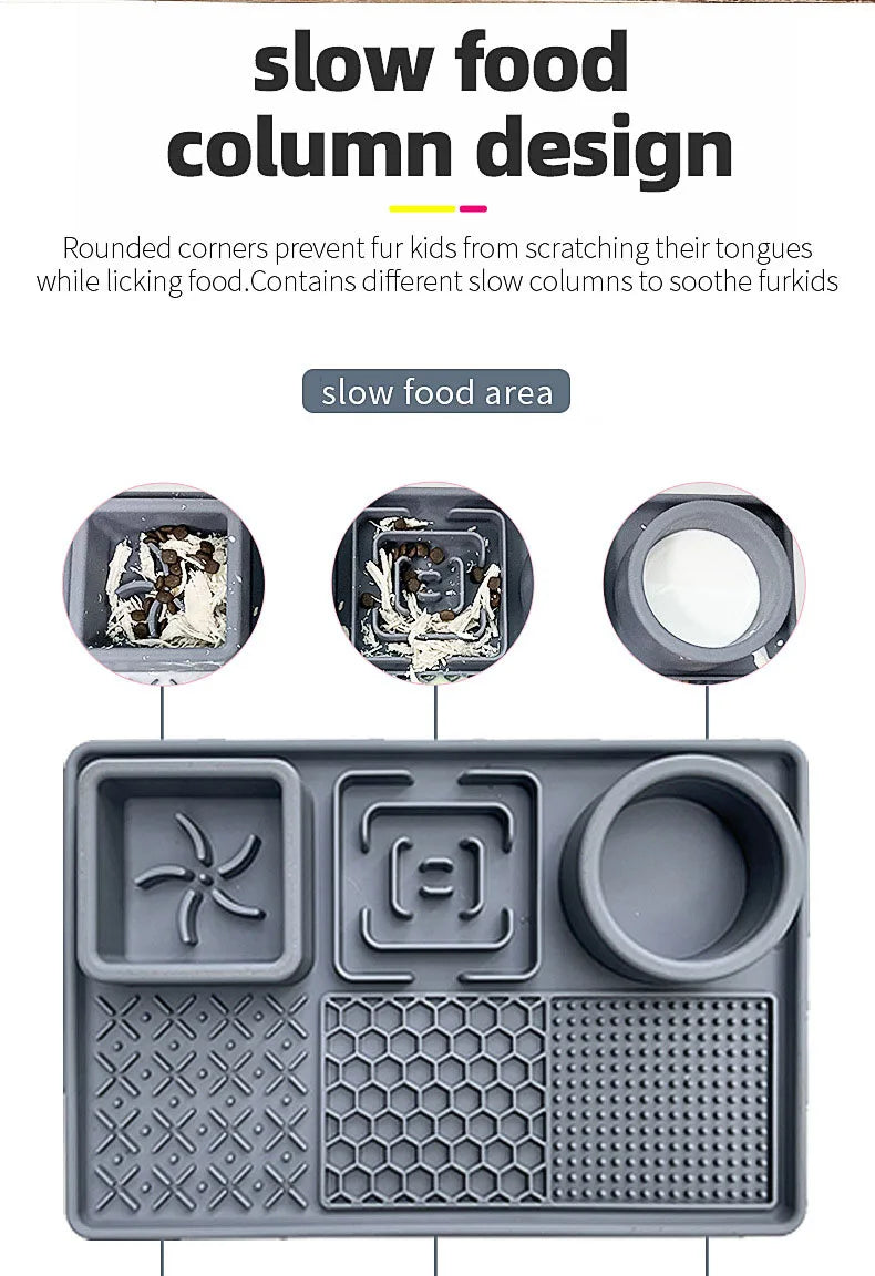 Pet Slow Feeder Bowl with Lick Mat & Suction Cups | Anxiety Relief for Dogs & Cats