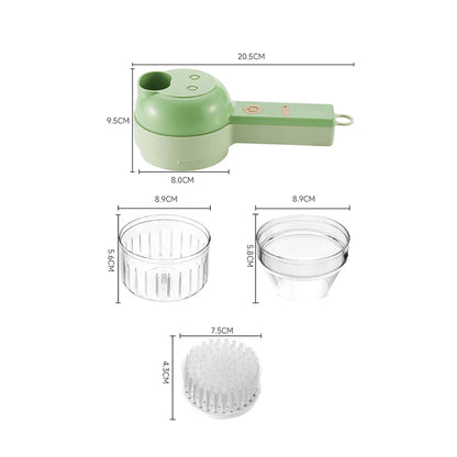 4-in-1 Electric Vegetable Cutter Set – Wireless Chopper, Grinder, Masher & Peeler