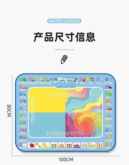 Large Magic Water Drawing Mat Reusable Doodle Coloring Board with Pens Montessori Educational Painting Toy for Kids Gift