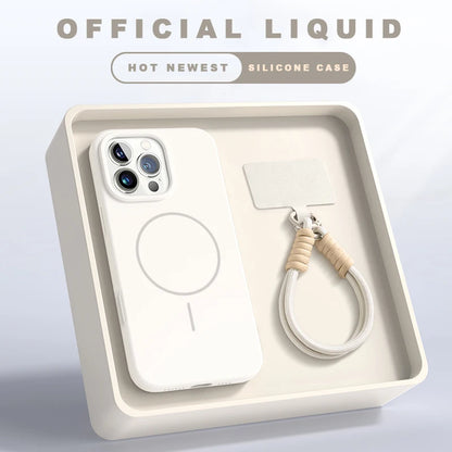 MagSafe Silicone iPhone Case with Lanyard – iPhone 11–16 Pro Max | Magnetic Wireless Charging