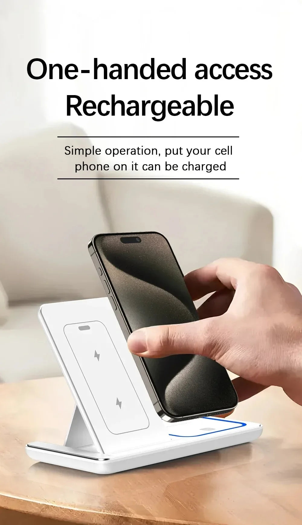3-in-1 Wireless Charger Stand – 30W Fast Charging for iPhone, Apple Watch & AirPods