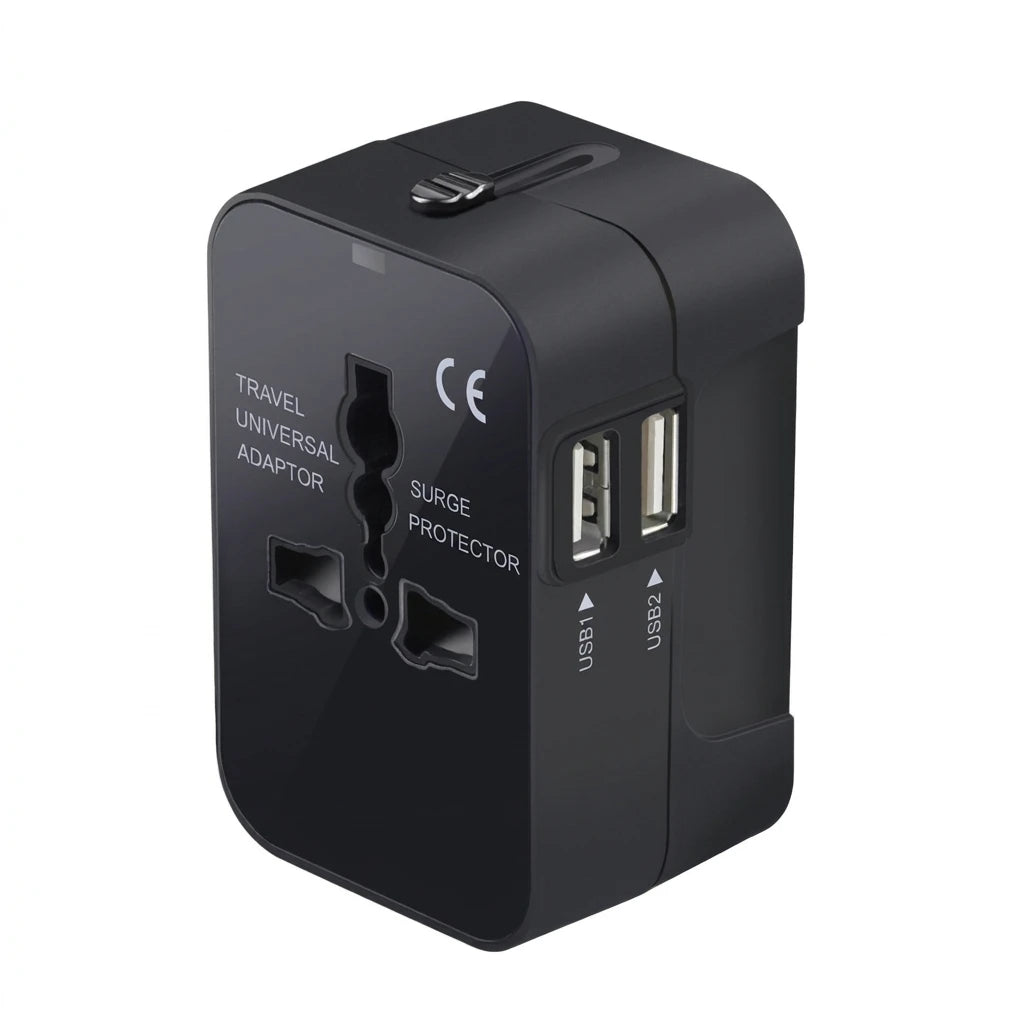 Universal Travel Adapter | Dual USB Ports | UK, EU, US, AU Compatible