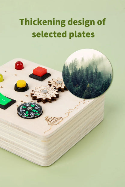 Baby Montessori Busy Board LED Light Switches Control Board Sensory Toys Wooden Busy Board Children Games Kids Puzzle Toys Gifts
