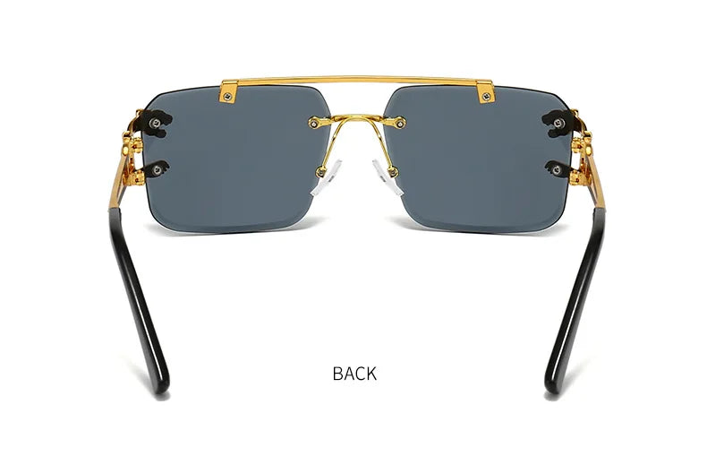 KAMMPT Vintage Rimless Sunglasses – UV400 Gradient Square Shades for Men & Women