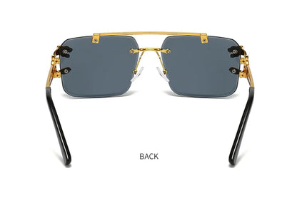 KAMMPT Vintage Rimless Sunglasses – UV400 Gradient Square Shades for Men & Women