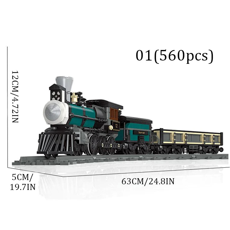 Classic Steam Train Building Block Set German BR01 Big Boy Steam Locomotive Bricks DIY CN5700 Rail Train Assemble Bricks Toys