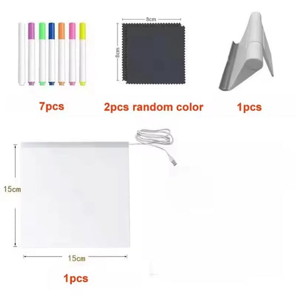 LED Drawing Board Acrylic Message Board Erasable USB Drawing Board Birthday Gift Advertising for Creative Activities with Stand