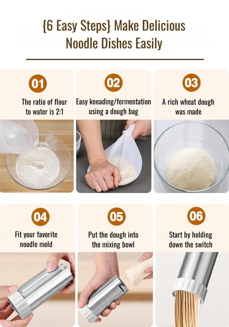 Electric Cordless Noodle Maker – 5 Shapes | Portable Handheld Press