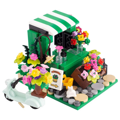 MOC City Series Scene Building Blocks Flower Shop Garden white poplar Men's restroom DIY Kids Toys Park Bench Street Lamp Toys