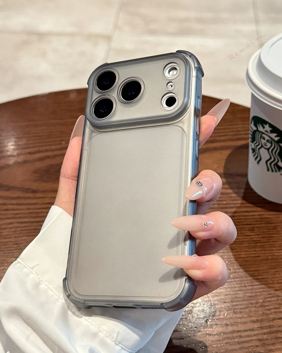 Matte Clear Phone Case with Holder – Magnetic, Shockproof & Anti-Scratch | iPhone 11–17 Pro Max, Air, 16E, XS, XR