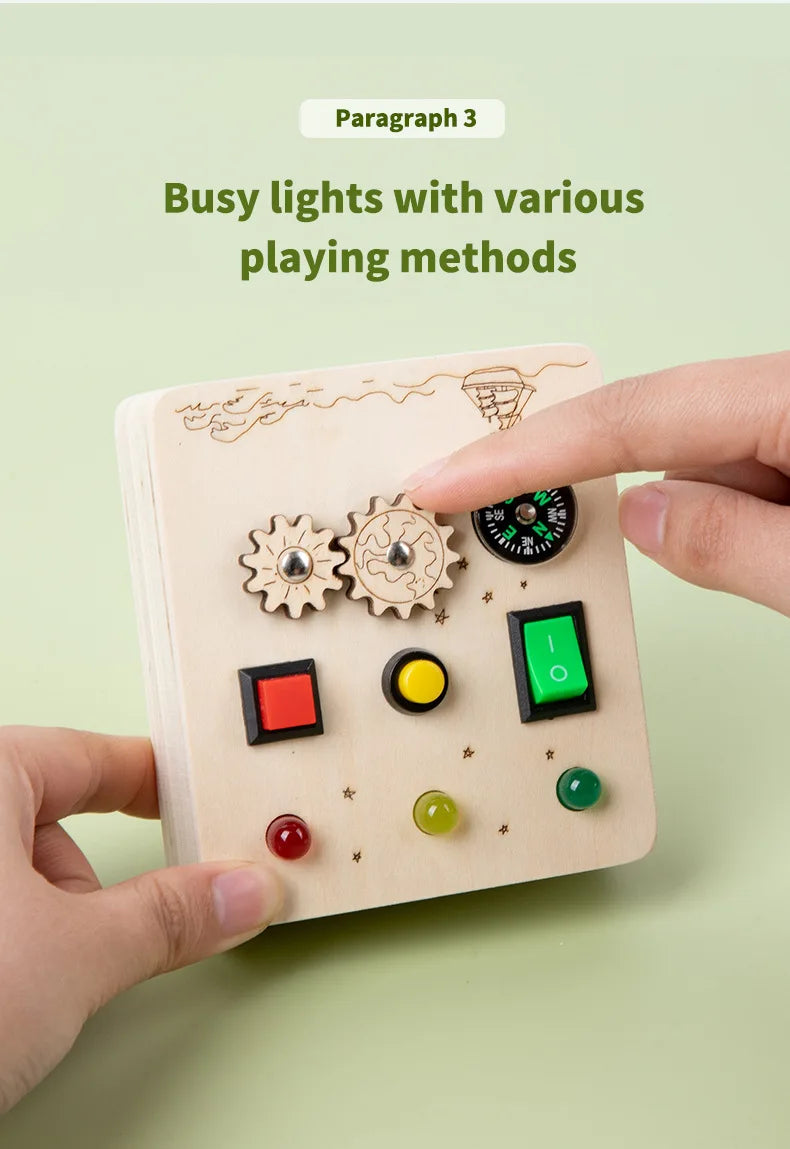 Baby Montessori Busy Board LED Light Switches Control Board Sensory Toys Wooden Busy Board Children Games Kids Puzzle Toys Gifts