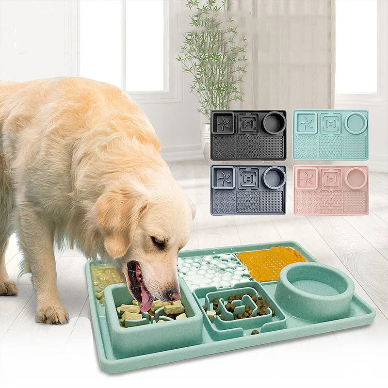 Pet Slow Feeder Bowl with Lick Mat & Suction Cups | Anxiety Relief for Dogs & Cats