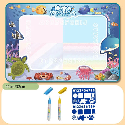 Large Magic Water Drawing Mat Reusable Doodle Coloring Board with Pens Montessori Educational Painting Toy for Kids Gift