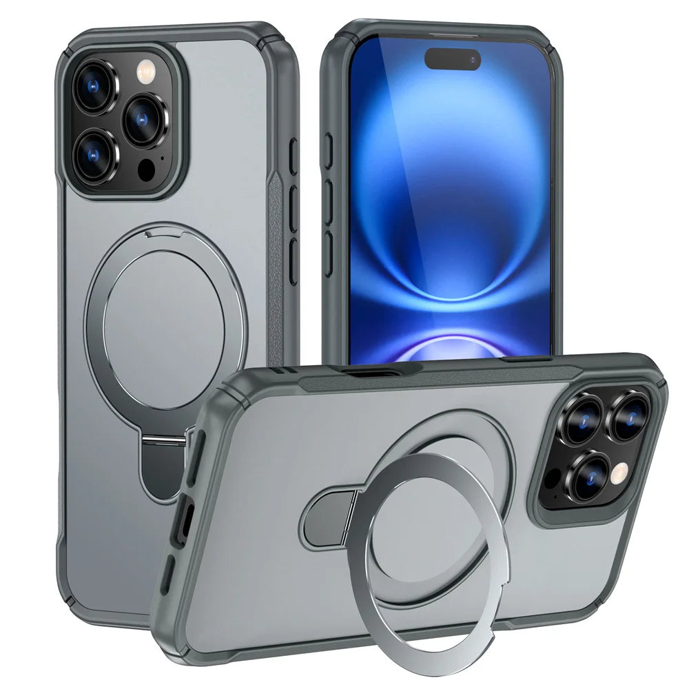 MagSafe Magnetic Fold Stand Phone Case – Shockproof Bumper Cover | iPhone 11 to 17 Pro Max