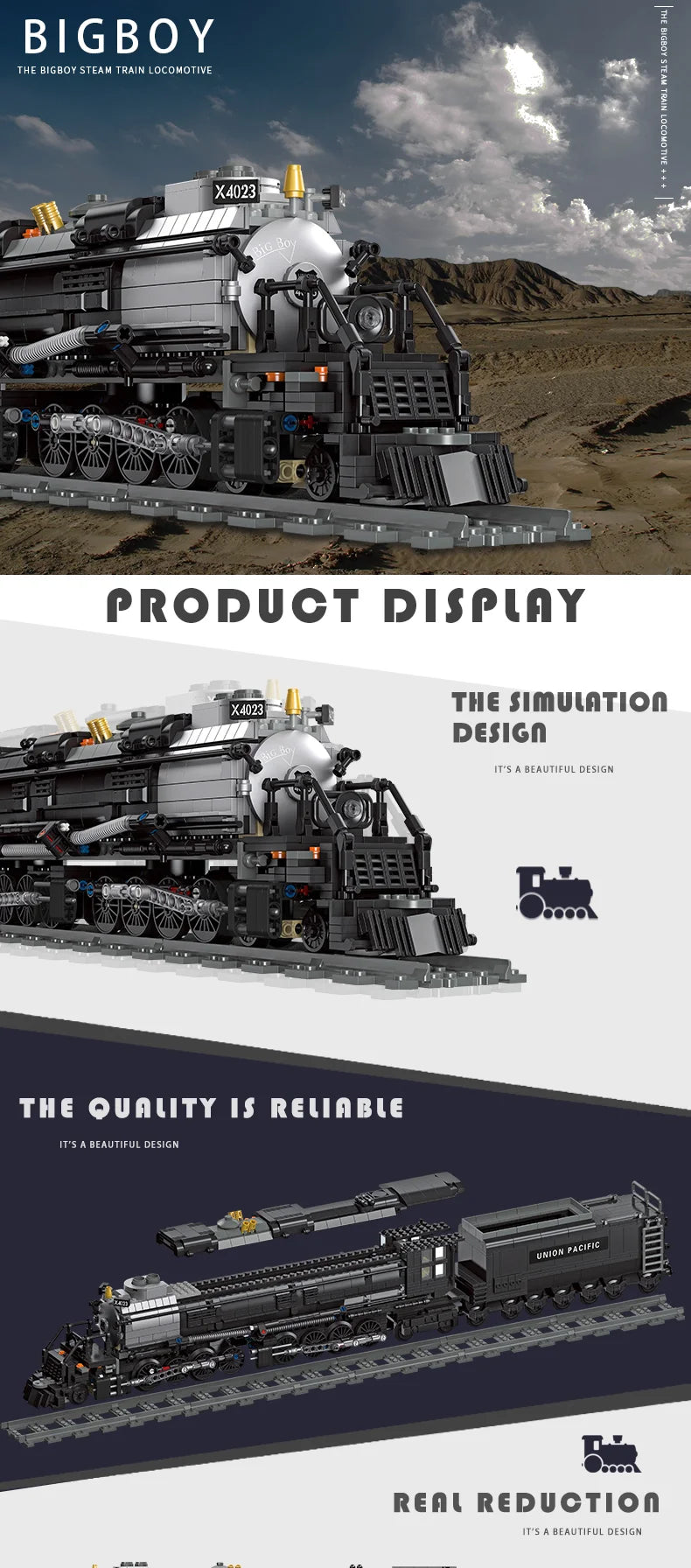 Classic Steam Train Building Block Set German BR01 Big Boy Steam Locomotive Bricks DIY CN5700 Rail Train Assemble Bricks Toys