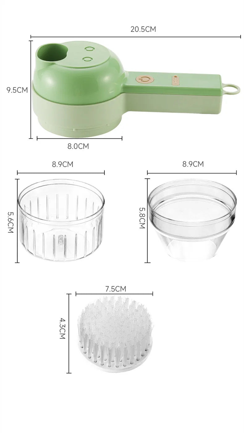 4-in-1 Electric Vegetable Cutter Set – Wireless Chopper, Grinder, Masher & Peeler