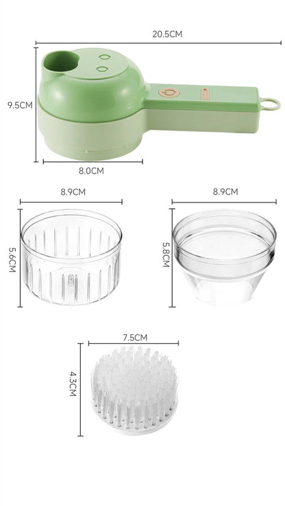 4-in-1 Electric Vegetable Cutter Set – Wireless Chopper, Grinder, Masher & Peeler