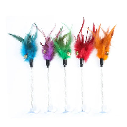 Rotating Feather Cat Wand Toy | Interactive Teaser Stick for Kittens