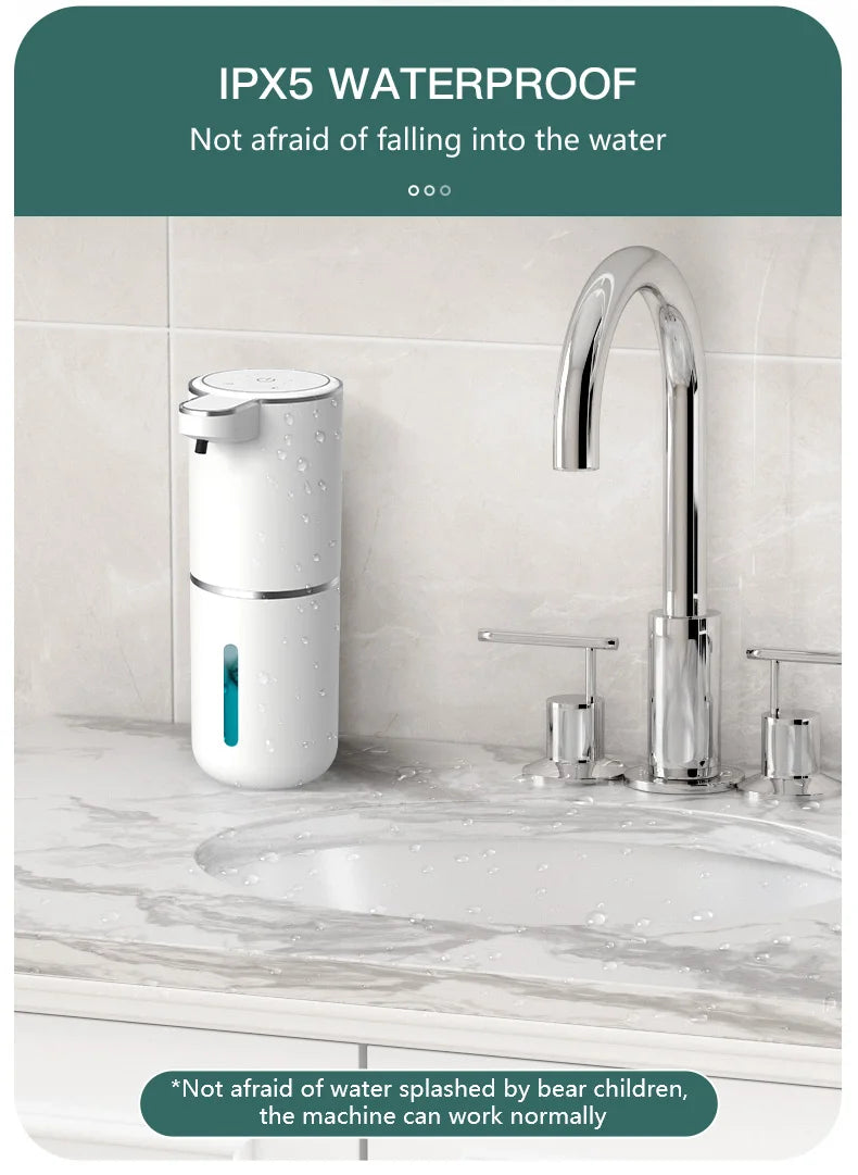 380ML Touchless Automatic Soap Dispenser – Foam & Gel, 4-Speed, IPX5 Waterproof