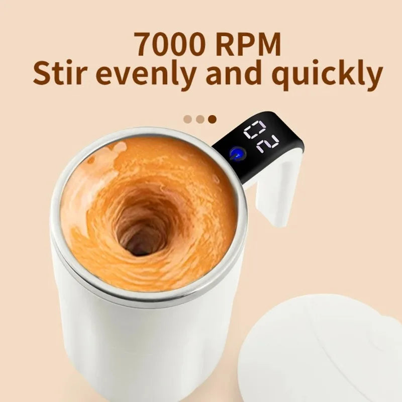 380ML Electric Self Stirring Mug Rechargeable Stainless Steel Automatic Mixing Cup with Magnetic Spinner for Coffee Milk Tea