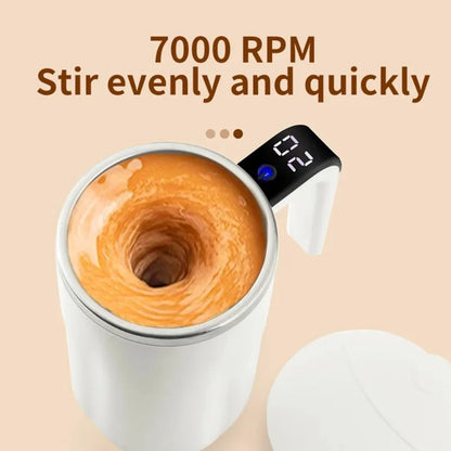 380ML Electric Self Stirring Mug Rechargeable Stainless Steel Automatic Mixing Cup with Magnetic Spinner for Coffee Milk Tea