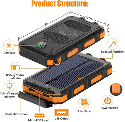 Solar Power Bank 80000mAh – Portable Charger with LED Light for All Smartphones