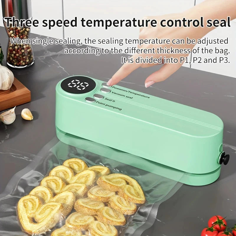 Wireless Vacuum Food Sealer – USB Rechargeable with Sealing & Suction