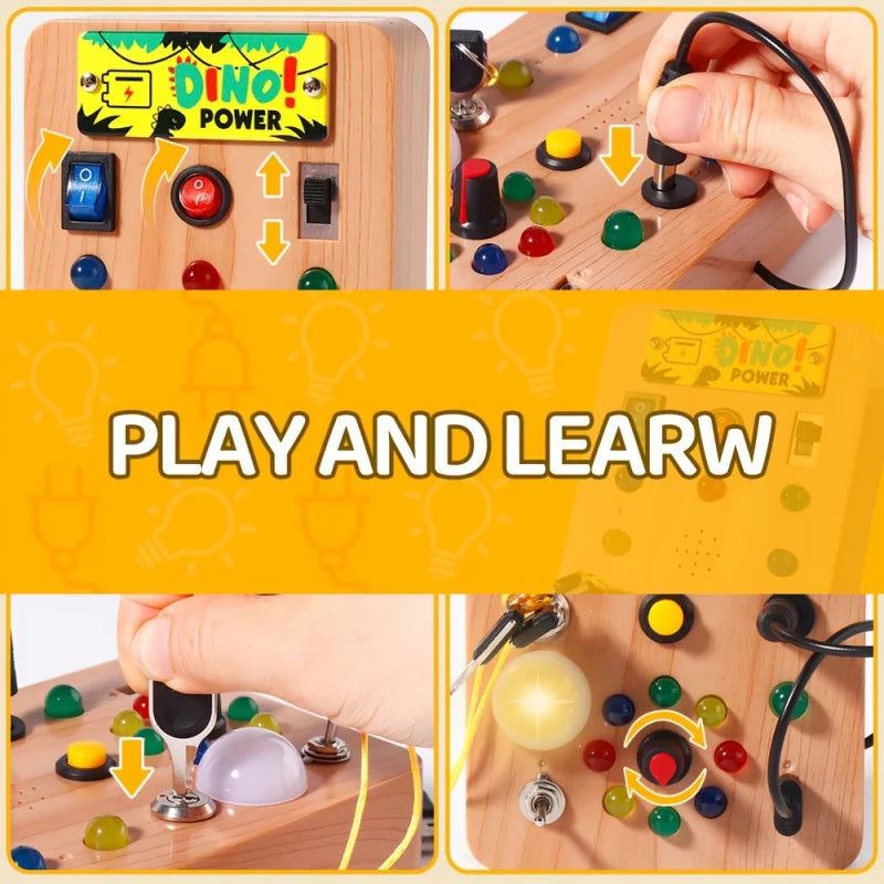 Montessori Busy Board Sensory Toy with LED Light Simulation Switch Control Board Jigsaw Early Education Learning Children's Game