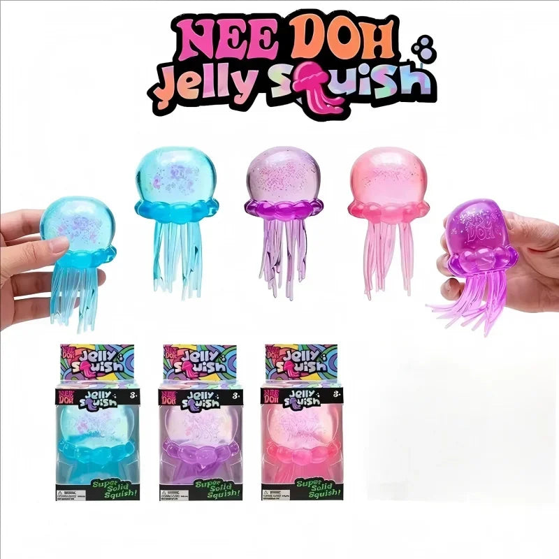 Needoh Fuzz Ball Jellyfish Squishy Blind Box — Stress Relief Sensory Toy