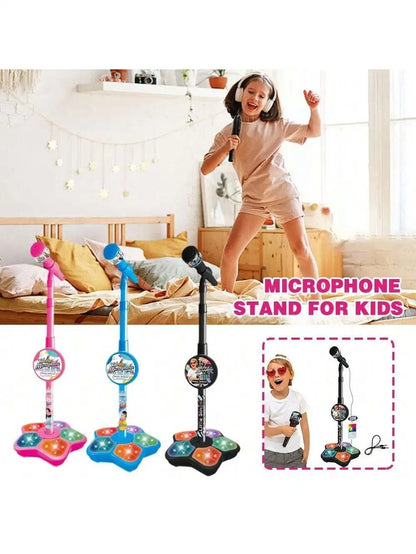 Kids Karaoke Microphone Toy with Speaker, Stand & Light Up Effects