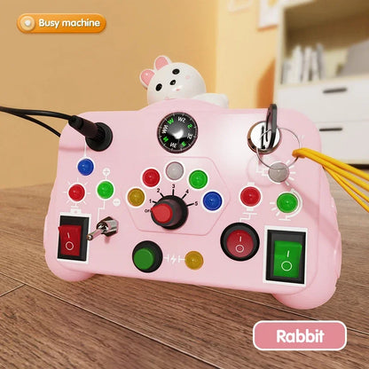 Busy Board Led Lights Switch Sensory Montessori Toys Portable Electric Puzzle Early Educational Puzzle Toy for Toddler Kids Gift