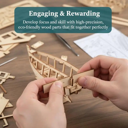 Wooden Ship Model Kit - DIY Sailing Boat Assembly Model, Handcrafted Nautical Decoration for Home Office, Gift for Men Women