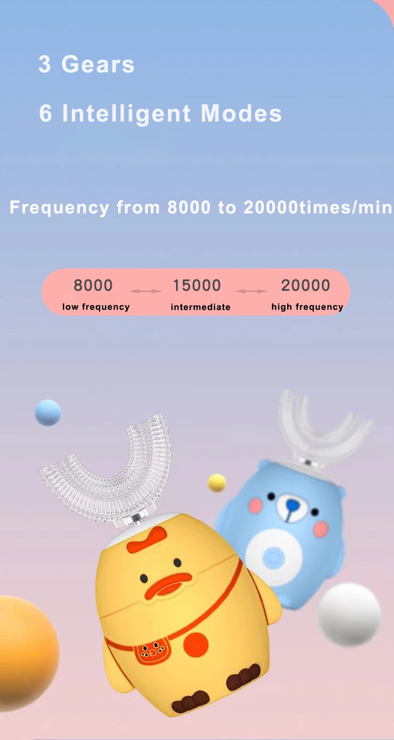 360° Sonic Electric Toothbrush for Kids – IPX7 Waterproof with Blue Light